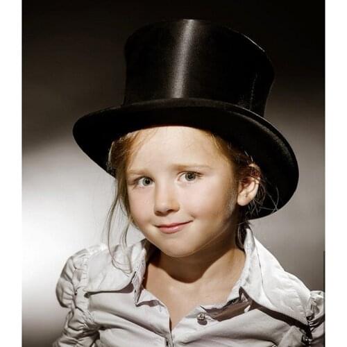 13.5cm(5.3inch) 100% Wool Child Top Hat For Girl Boy Kids Show Raditional Fedoras Hatter Magician Hat Sam Beaver Church Hat
