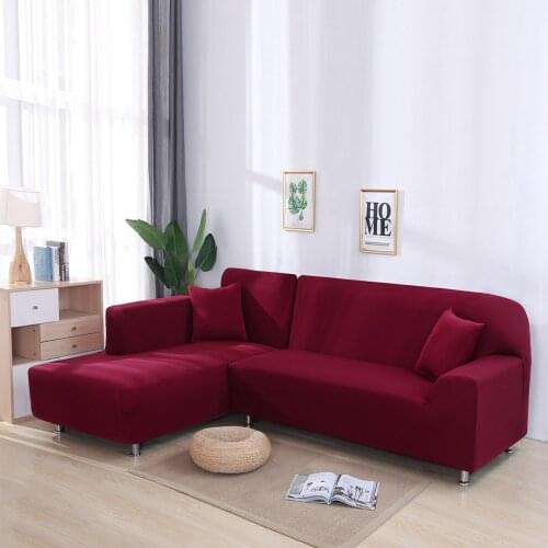 Elastic Solid Color Sofa Cover For L Shaped Sectional Corner 1/2/3 Seater Sofa Stretch Couch Cover Slipcovers For Living Room D3