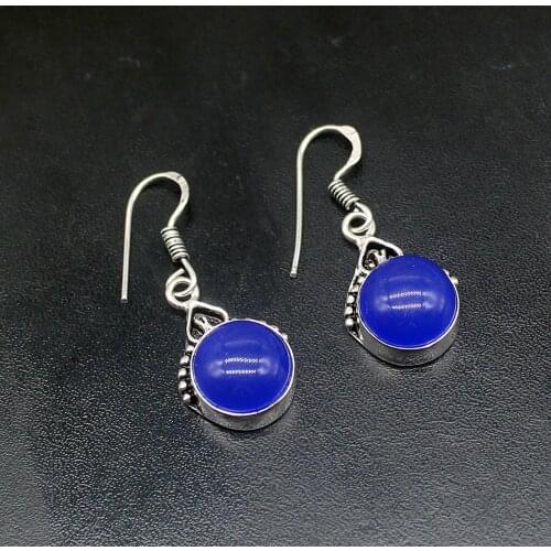 Gemstonefactory Big Promotion Unique 925 Silver Antique Jewelry Blue Quartz Women Ladies Gifts Dangle Drop Earrings 20211917