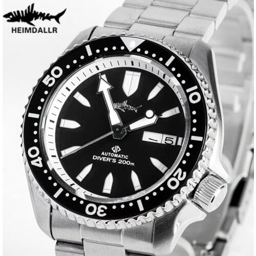 HEIMDALLR SKX007 Mens Mechanical Watch Sapphire Crystal Automatic Watches black Dial Luminous NH36A Mov 200M Diver Watch