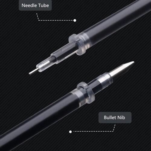 20pcs Black Blue Red Ink Refill Gel Pen Bullet 0.5mm Nib Ink Cartridge School Office Supply Student Exam Stationery High Quality