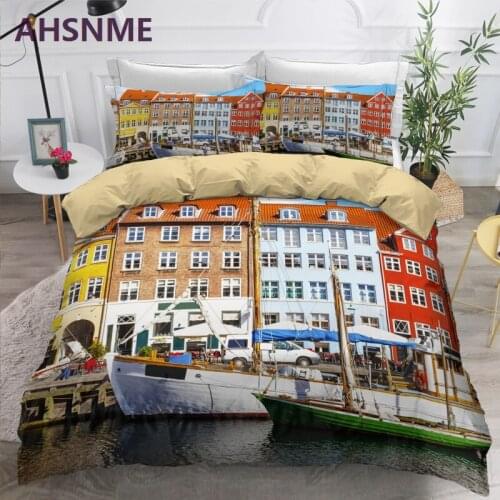 AHSNME Denmark Printed Bedding Set Quilt Cover Duvet Cover Sets Bed Linen for Europe