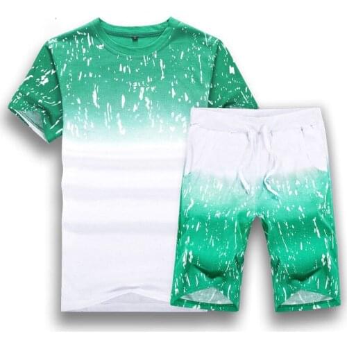 Men Clothing Set Fitness Tracksuit Summer Casual Men Shorts + T shirt Mens Suit 2 Pieces Sets