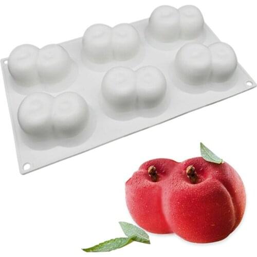 Hot Double Cherry Silicone Cake Mold For Baking Peach Pastry Mould Dessert Fruit Mousse Pan Bakeware Chocolates Moule