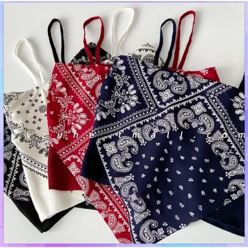 Vintage Floral Womens Strap Tank Top Sleeveless Crop Top Camisole Sexy Backless Tube Top Female Summer Thin Basic T-shirt