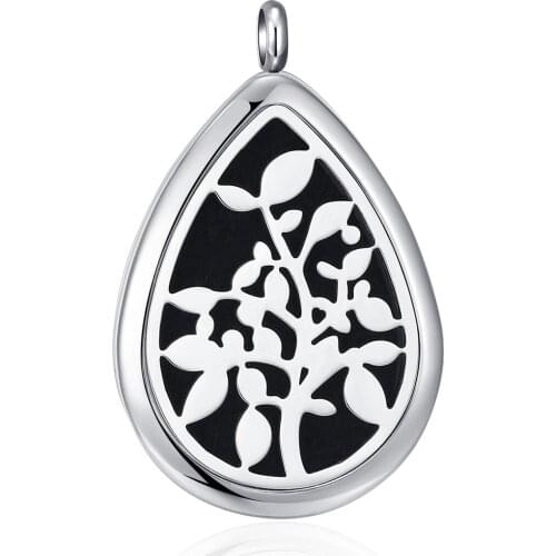 Mesinya waterdrop tree of life Aromatherapy / Essential Oils surgical S.Steel Perfume Diffuser Locket pendant Necklace