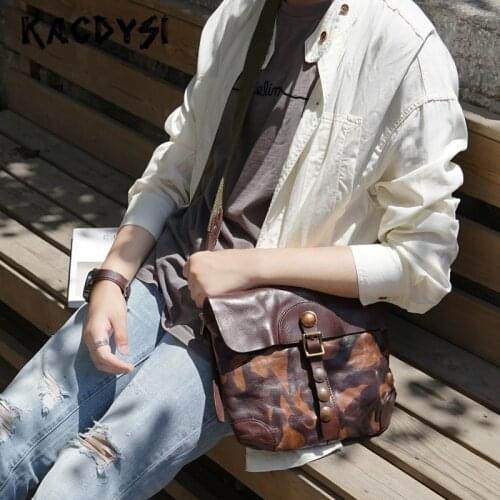 Nature Cowskin Leather Original Retro Small Women Mens Messenger Bag Quality Unisex Cross Shoulder Bag Fashion Classic Sling Bag
