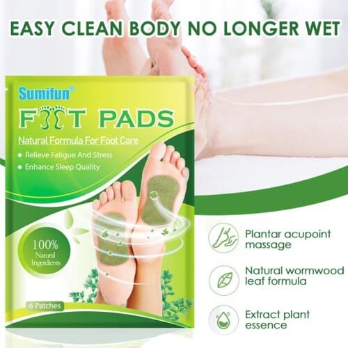 6pcs/bag Natural Herbal Detox Foot Patch Slimming Cleansing Sticker Relieve Fatigue Improve Insomnia Plaster Natural Paste
