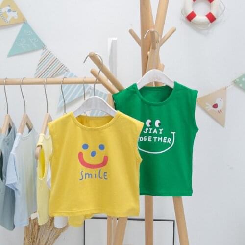 Baby Boys Casual Sleeveless T Shirt 2020 Summer New Childrens Boys Vest T Shirt Kids Korean Print Top Tees Baby Clothes 2-7Y