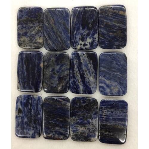 Wholesale Price 10pcs/Pack Natural Sodalite Stone Bead Pendant,35x55x7mm Rectangle Pendant for Jewelry Necklace DIY