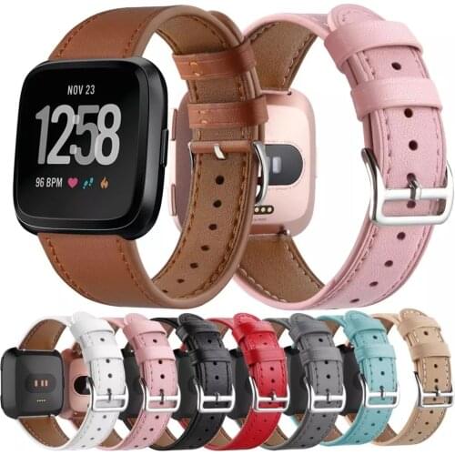 Genuine Leather Wristband Strap Replacement Watchband For Fitbit Versa 2 Lite Smart Watch Bracelet Band For Fitbit Versa 3 sense