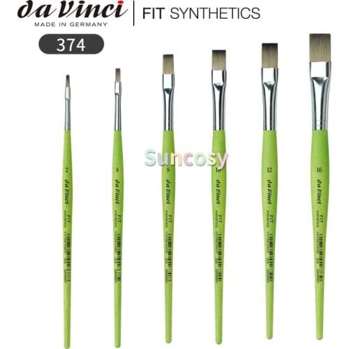 Da Vinci Student Series 374 Fit for School and Hobby Paint Brush, Flat New Synthetic Fiber with Green Matte Handle