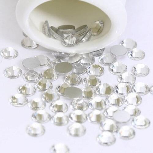 Swarovsky SS3-SS50 Flatback Clear Crystal Glass Nail Art Rhinestone Nail Strass Mix Size Non Hot Fix Rhinestones