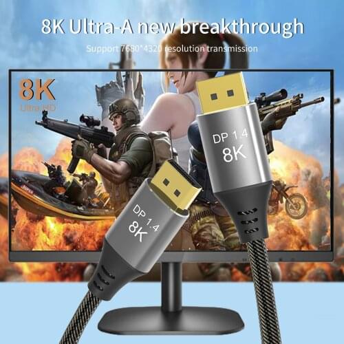 Super toughness DisplayPort 1.4 8K Cable 8K 60Hz 4K 144Hz DP1.4 Adapter 3D HDR 4:4:4, for PC Laptop Display Port to DisplayPort