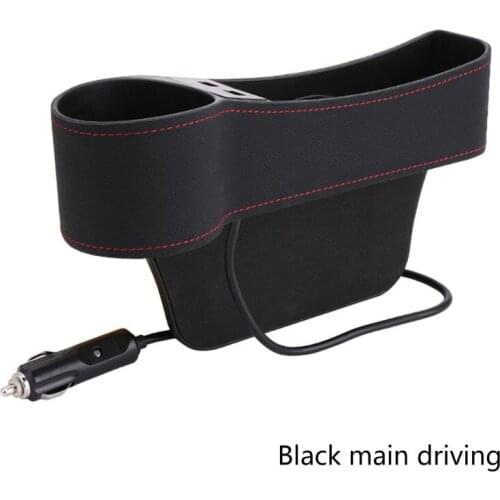 Universal Car Seat Ga p Filler Console Side Pocket Storage Box Dual USB Charger Cup Holder