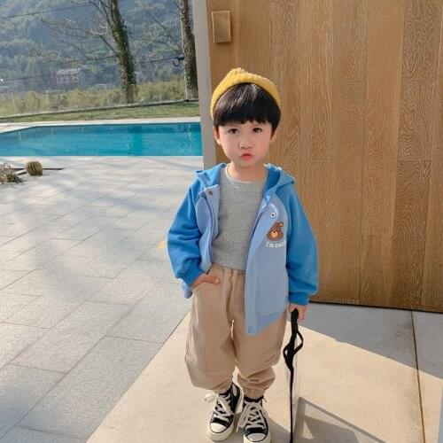 Lovely Bear Spring Autumn Boy Coat Overcoat Top Kids Costume Teenage Gift Children Clothes High Quality Plus Size