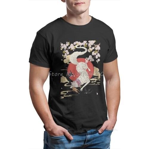 Japanese Ukiyo-e Funny Art Fox Tshirt O-Neck Tops Big Size T Shirt Tees Pure Cotton Short Sleeve