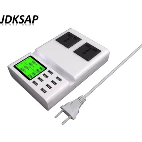 Fast Charging USB Charger Power Travel Adapter Strip Switch LED Display Screen with 8 USB Socket Ports For US UK EU Plug Sockets