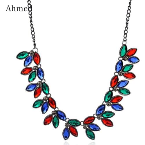 Ahmed Fashion Statement Crystal Flower Pendant Necklace for Women New Cute Charm Elegant Sweet Necklace Collar Jewelry Gifts