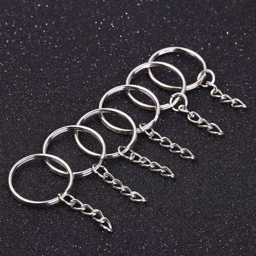 10Pcs/lot Metal Rhdium Blank Split Keyring Keychain Keyfob Key Holder Rings for Women Men DIY Key Chains Jewelry Accessories