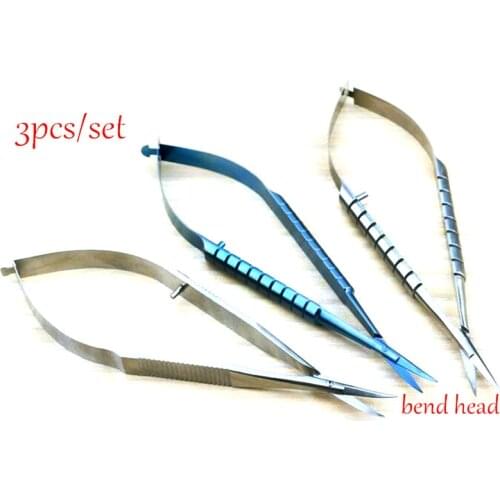 3pcs/set stainless steel/Titanium Straight head Ophthalmic Instruments 12.5 cm micro scissors, Microsurgical Corneal scissors