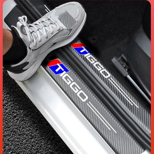 4pcs car Sticker door carbon leather Fiber Sill Plate For CHERY TIGGO 3 4 5 7 PRO 8 stickers Accessories Protector Decals