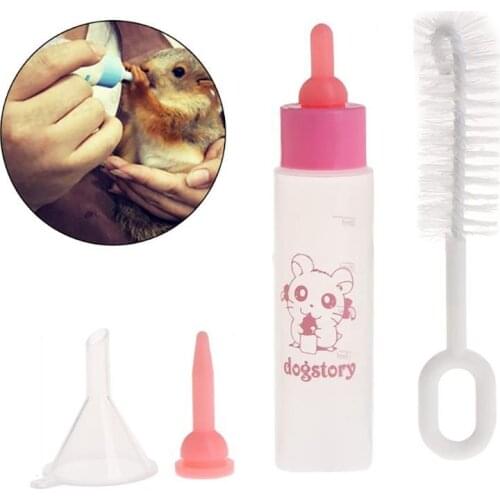 5 Pcs Small Animal Feeding Bottle Newborn Puppy Kitten Milk Water Feeding Nursing Bottle With Cleaning Brush Pet Babies Supplies