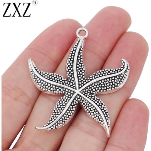 ZXZ 5pcs Large Sea Star Starfish Charms Pendants for Necklace Bracelet Jewelry Making Findings 48x43mm