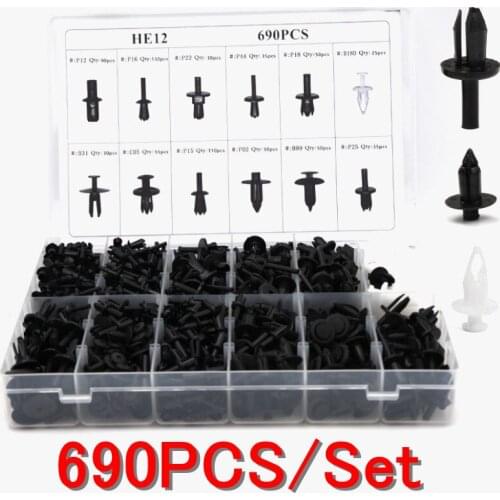 690pcs 12 Sizes Plastic Rivets Car Automotive Push Pin Rivet Trim Clip Panel Body Interior Assortment kit for Toyota Accessories