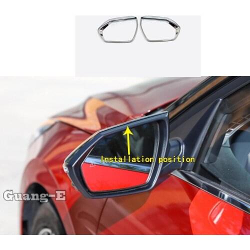 For Hyundai Elantra Avante 2021 2022 Car Rear Rearview Side Glass Mirror Trim Frame Rain Shield Sun Visor Shade ABS Chrome Parts