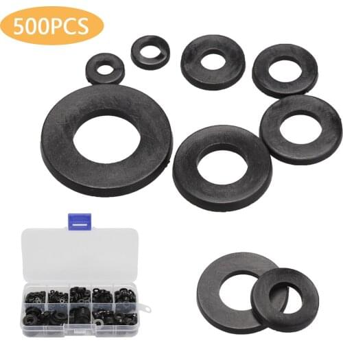 500Pcs Black Plastic Nylon Washer M2 M2.5 M3 M4 M5 M6 M8 Flat Spacer Washer Seals Gasket Kit