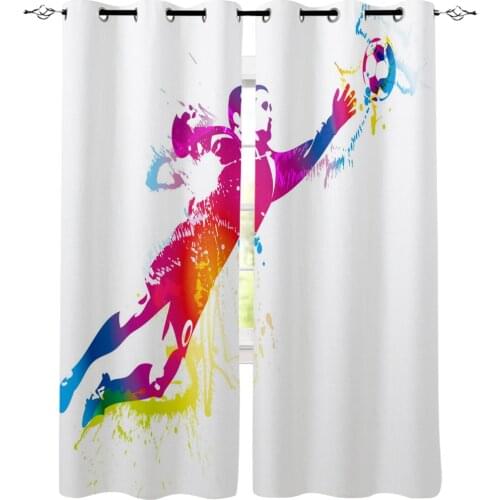 Football Sport People Sports Window Blinds Living Room Outdoor Bedroom Indoor Decor Swag Curtain Panels With Grommets Valance