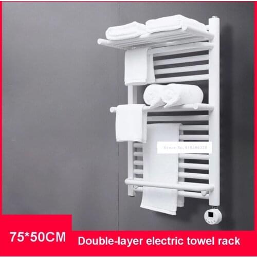 G03 Electric Heating Towel Rack Double Layer Smart Temperature Control Home Bathroom Towel Rack Electric Heated Towel Rail 220V