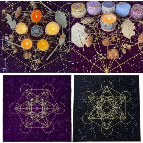 60x60cm Altar Tarot Cards Party Table Cloth Board games Sri Yantra Holy Totem Tablecloth Divination Wicca Tapestry Vintage