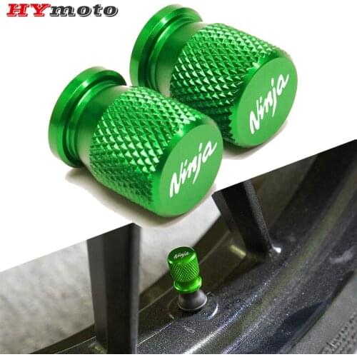 NINJA Motorcycle Tire Valve Air Port Stem Covers Caps Plug CNC Aluminum Accessories For Kawasaki Ninja 250 300 400 650 2010-2019