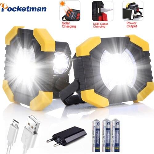 Led100W flashlight solar work lamp Spotlight as power bank Work Light 180 Degree solar charging sola Lamp with Built-in Battery