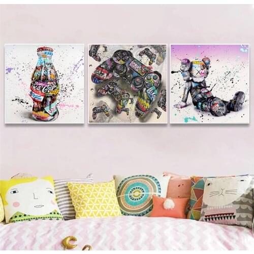 Fashion Graffiti Street Art Hamburg Game Controllers Drinks Canvas Painting Posters and Prints Wall Art Picture for Living Room