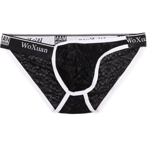 Mens Underwear Gay Briefs Lace Mens Sexy Underpants Low-Waist Sexy Underwear Briefs Bikini Male Underwear Sissy Cueca