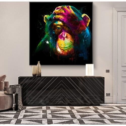 Thinking Monkey Graffiti Art Canvas Paintings on the Wall Art Posters And Prints Nordic Animals Art Pictures Home Decor Cuadros