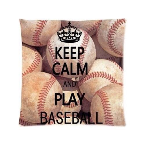 Personalized Keep Calm and Play Baseball Vintage Style Zippered Square Pillowcase Throw Pillow Sham Nice Gift
