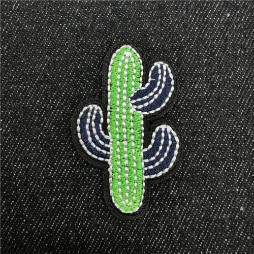 Cactus Cartoon Embroidered Stripes Rainbow Iron-on transfers Patch for Clothing Cute Woven Stickers Sewing on Kid T-Shirt Pants