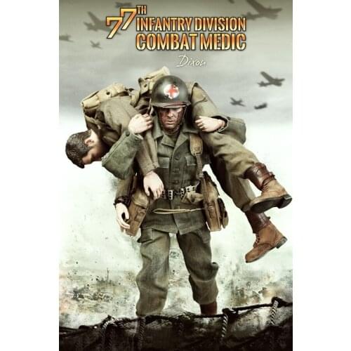 DID A80126 WWII US 77th Infantry Division Combat Medic "Dixon" w/ 2 Heads 1/6 Figure