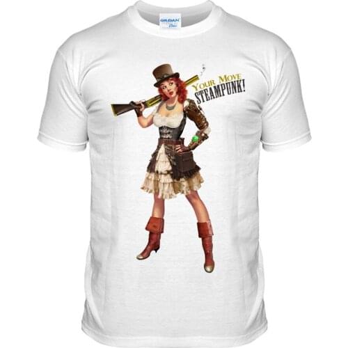 2019 New Arrival MenS Fashion Tees Men Short Pin Up Girl Vintage Steampunk Retro Victorian Sexy Corset Goggles Casual T shirt