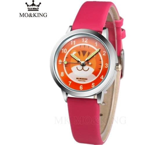 2020 New arrived childrens watch cute cartoon cat tiger quartz watches candy color pu boy girl baby birthday party gift clock