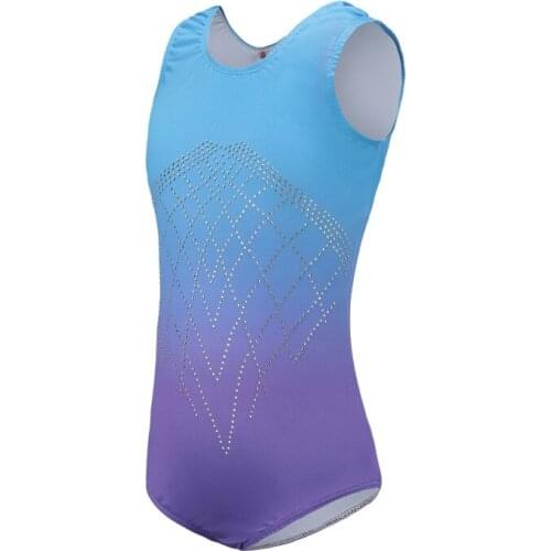Girls Diamond Highlights Sleeveless Ballet Gymnastics Suit Practice Clothes Gradient Color Dance Clothes New