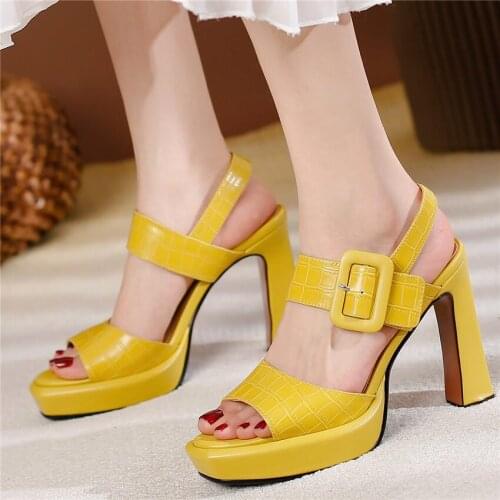 Sexy Gladiators Women Cow Leather Sandals High Heels Platform Pumps Ankle Strap Open Toe Party Shoes 34 35 36 37 38 39