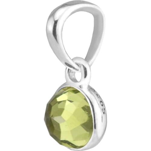 Fits for Pandora Bracelets August Droplet Charms with Peridot 925 Sterling Silver Beads Jewelry Free Shipping