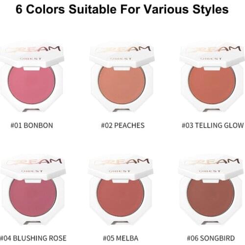 QIBEST Face Matte Blush Palette 6 Color Cheek Blusher Powder Makeup Rouge Mineral Pigment Cosmetics Long Lasting Natural Make Up