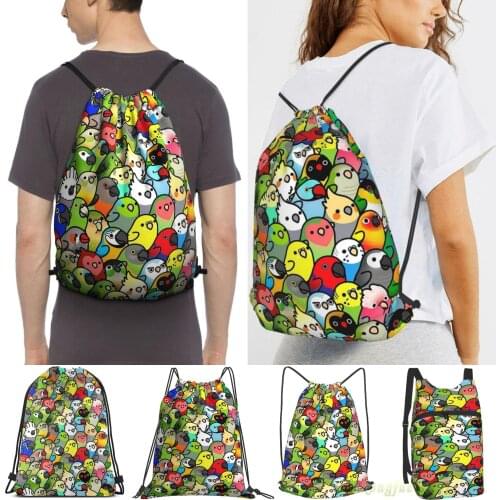 Unisex Drawstring Bags Everybirdy Pattern Women Drawstring Backpacks Men Outdoor Travel Backpacks Training Fitness Bag