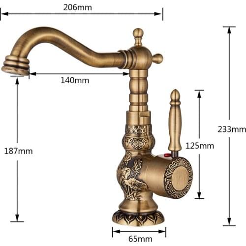 Vidric Antique Brass Bathroom Basin Carved Faucet Long Nose Spout Wash Sink Tap 360 Rotation Single Handle Mixer Tap torneiras